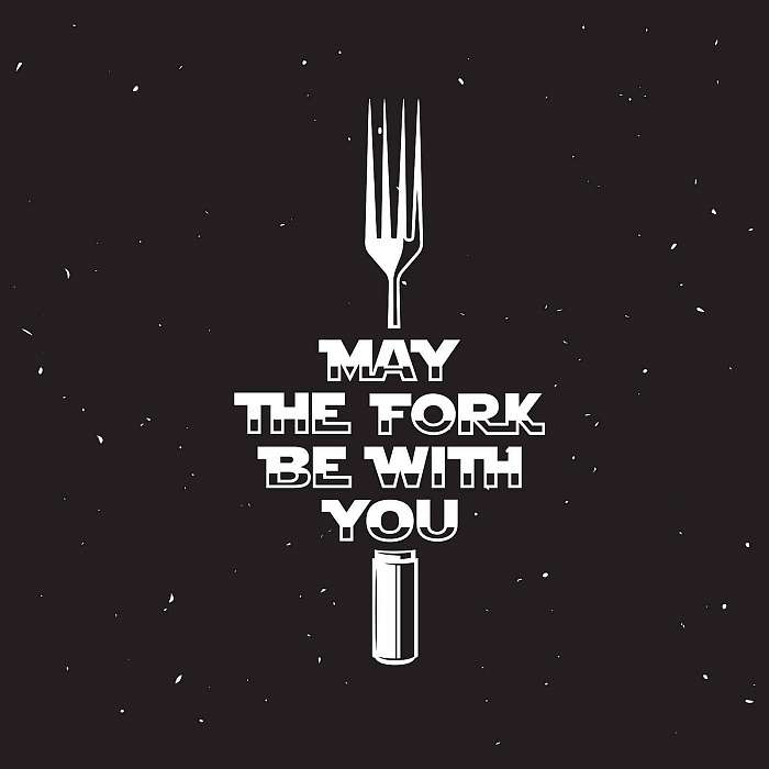 May the fork be with you kitchen and cooking related poster. Vec, Premium Kollekció