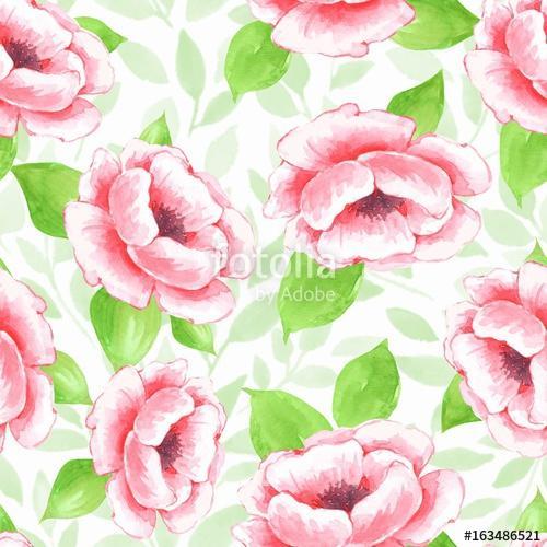 Floral seamless pattern. Watercolor background with pink flowers, Premium Kollekció