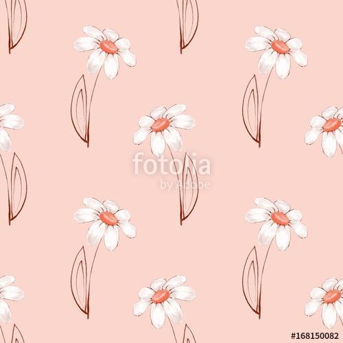 Floral seamless pattern. Watercolor background with Chamomile, Premium Kollekció
