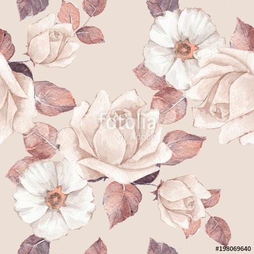 Delicate flowers. Watercolor floral seamless pattern. Pastel col, Premium Kollekció