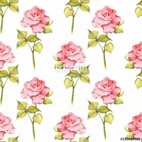 Floral seamless pattern. Watercolor background with roses 2, Premium Kollekció