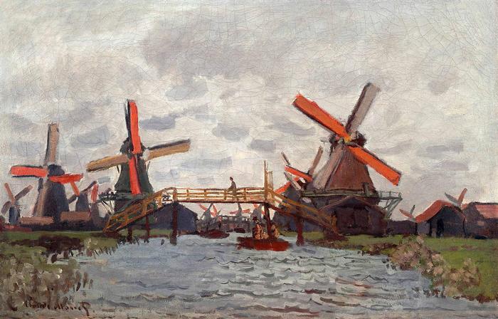 Szélmalmok Zaandam közelében (1871), Claude Monet