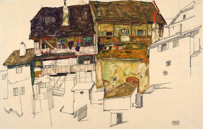 Régi házak Krumau-ban, Egon Schiele