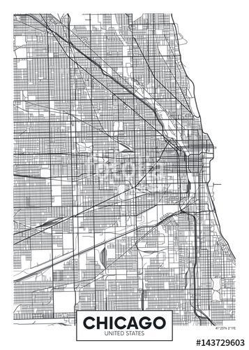 Vector poszter térkép város Chicago, Premium Kollekció