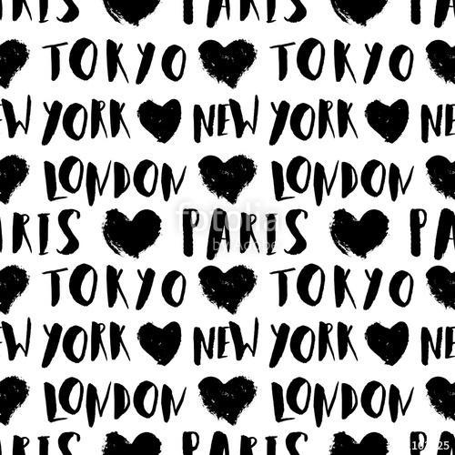 City Names Seamless Pattern, Premium Kollekció