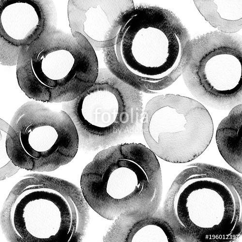 Black and gray watercolor circles and stains., Premium Kollekció