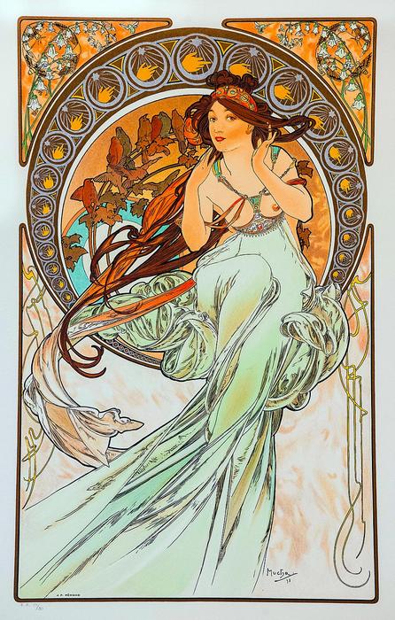 Zene (színverzió 1), Alfons Mucha