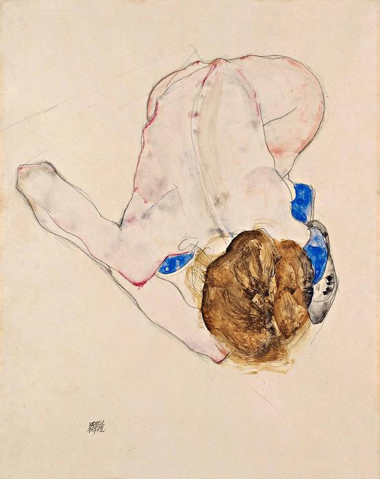 Női akt kék harisnyával, Egon Schiele