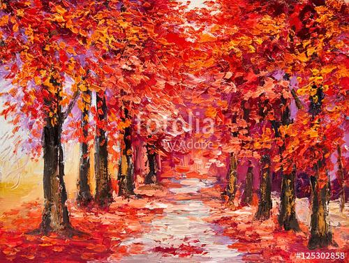 Színes őszi fák festmény, Premium Kollekció