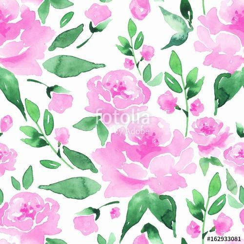 Floral seamless pattern. Watercolor background with flowers and , Premium Kollekció