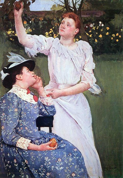 Gyümölcsöt szüretelő lány, Mary Cassatt