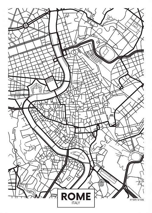 Vector poszter térkép város Róma, Premium Kollekció