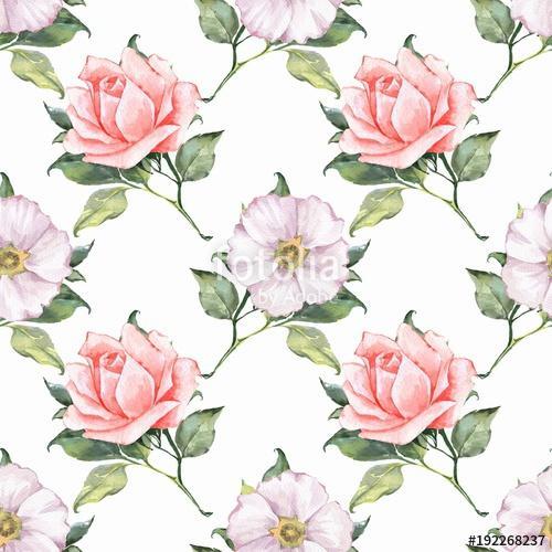 Floral seamless pattern. Watercolor background with beautiful ro, Premium Kollekció