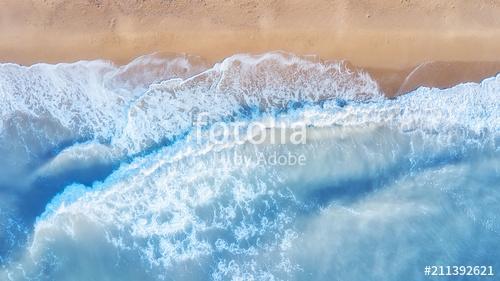Aerial view on the waves. Beautiful natural seascape from air, Premium Kollekció