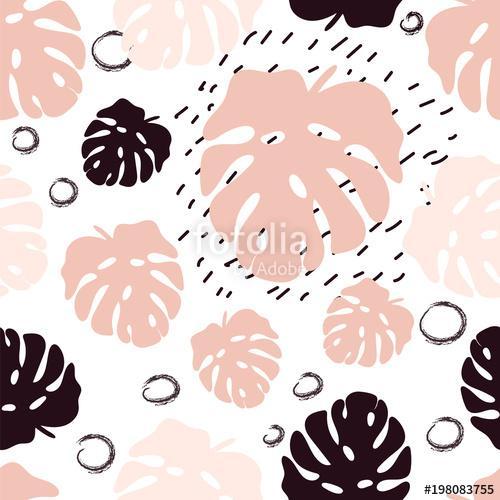 Seamless pattern of Monstera tropical leaves., Premium Kollekció