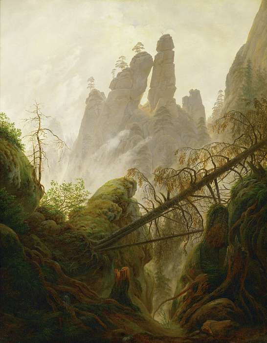 Az Elbe Sandstone Mountains kősziklái, Caspar David Friedrich