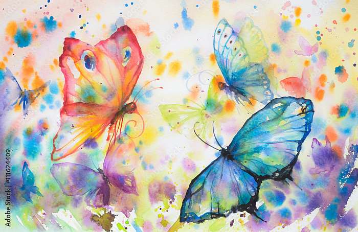 Pillangók, vízfestés stilusban, Premium Kollekció