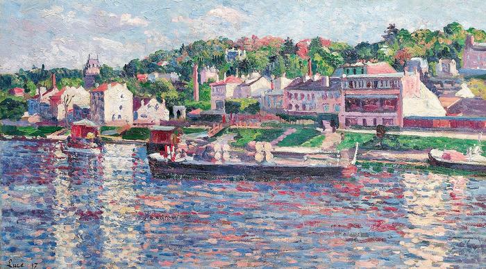 Bárka a folyón, Maximilien Luce 