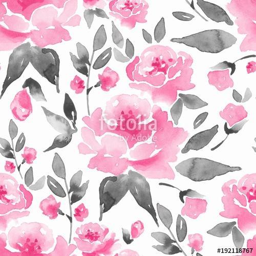 Floral seamless pattern. Watercolor background with flowers and , Premium Kollekció