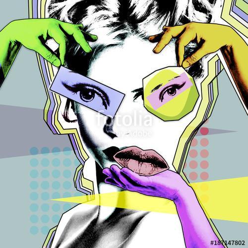 Female beauty and plastic surgery. Retro poster in the style of pop art.., Premium Kollekció