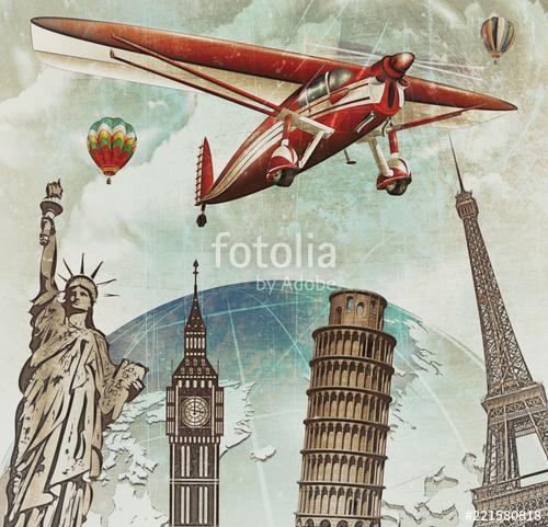 Travel around the world poster	, Premium Kollekció