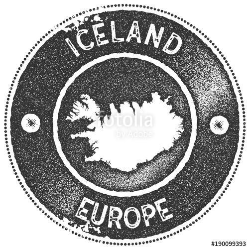 Izland térképe bélyegző, retro stílusú, Premium Kollekció