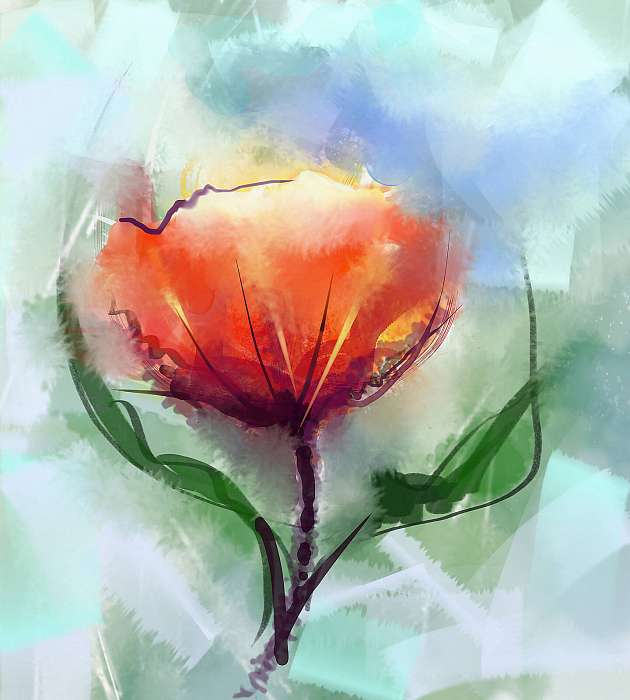Közelkép Absztrakt virágos festmények. Akvarell festmény vörös m, Premium Kollekció
