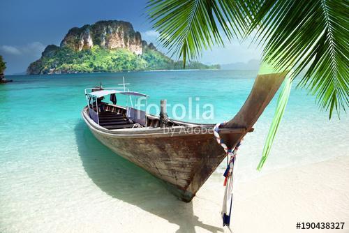 long boat on island in Thailand, Premium Kollekció