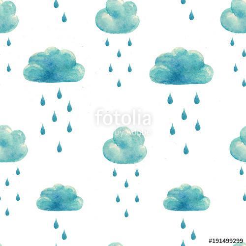 Watercolor rain clouds pattern, Premium Kollekció