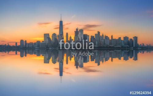 Manhattan városkép panoráma tükröződés, Premium Kollekció