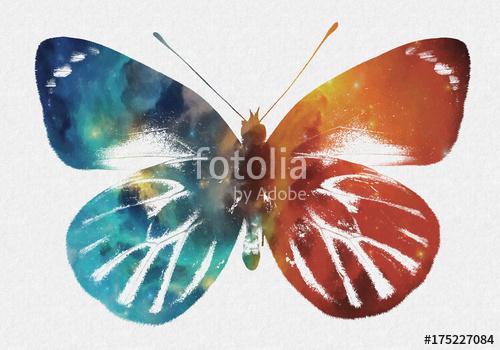 Watercolor Space Butterfly Art, Space Texture, Print Ready, Post, Premium Kollekció