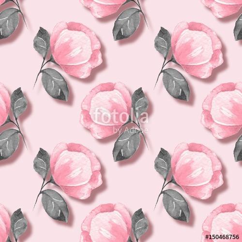 Floral seamless pattern. Watercolor background with pink flowers, Premium Kollekció