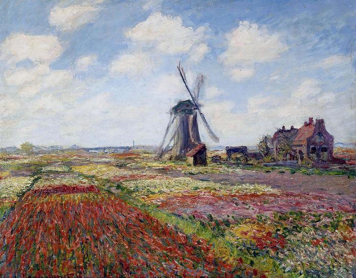 Tulipánmező a Rijnsburg-i szélmalommal (1886), Claude Monet