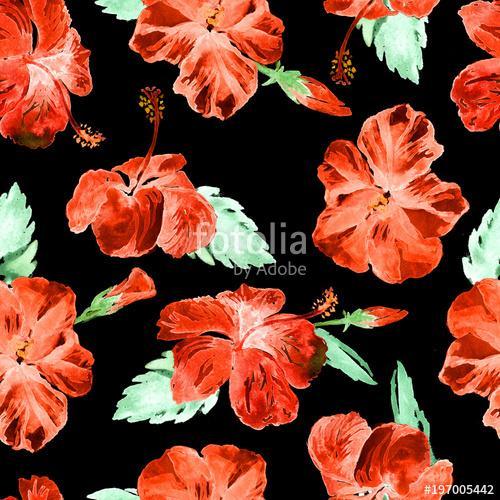 Watercolor Seamless Pattern. Hand Painted Illustration of Tropic, Premium Kollekció