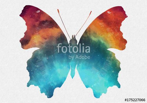 Watercolor Space Butterfly Art, Space Texture, Print Ready, Post, Premium Kollekció