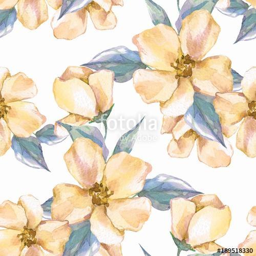 Floral seamless pattern. Watercolor background with yellow flowe, Premium Kollekció