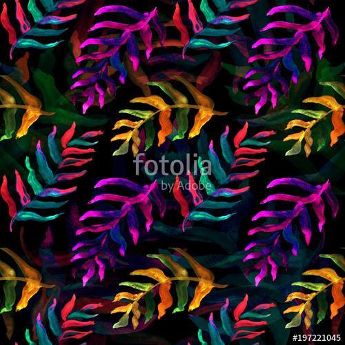 Summer tropical pattern, background with palm leaves., Premium Kollekció