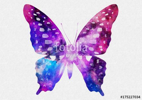 Watercolor Space Butterfly Art, Space Texture, Print Ready, Post, Premium Kollekció