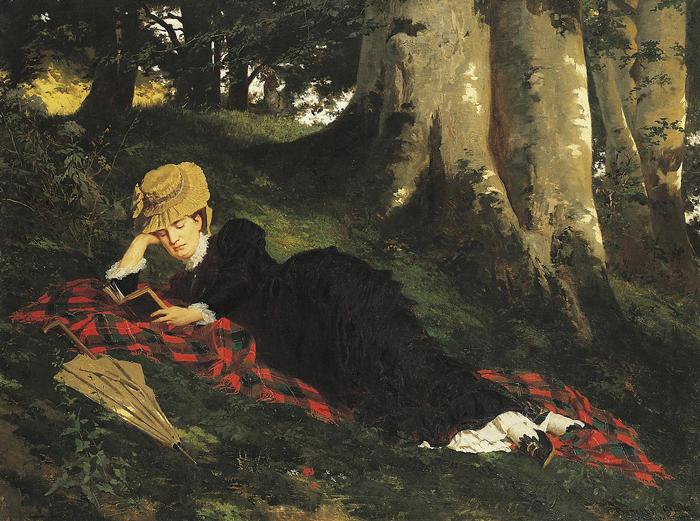 Olvasó nő erdőben (1875), Benczúr Gyula