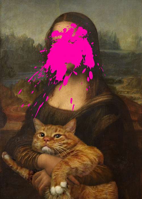 Mona lisa macskával, pink festékkel (Barokk & Graffiti), Leonardo da Vinci