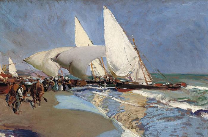 Valenciai tengerpart vitorlásokkal (1908), Joaquin Sorolla