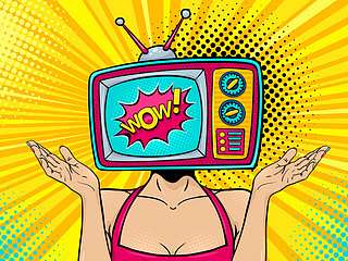 WOW Pop Art - Nő, feje helyén régi televizió , Partner Kollekció
