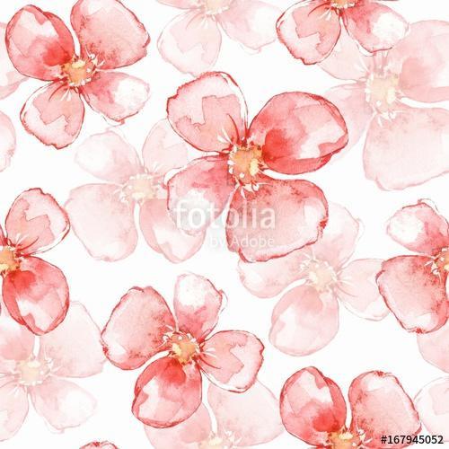 Floral seamless pattern. Watercolor background with simple red f, Premium Kollekció