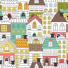 Részben színes házak tapétaminta, 