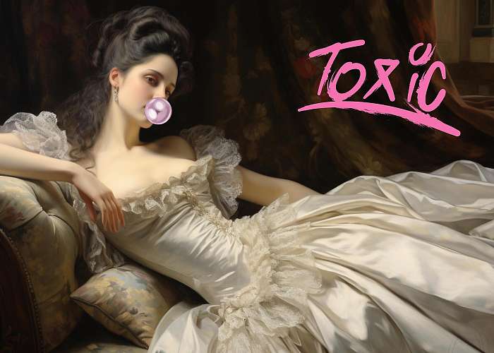 Toxic 1. fehér selyemruhában (Barokk & Graffiti), Partner Kollekció