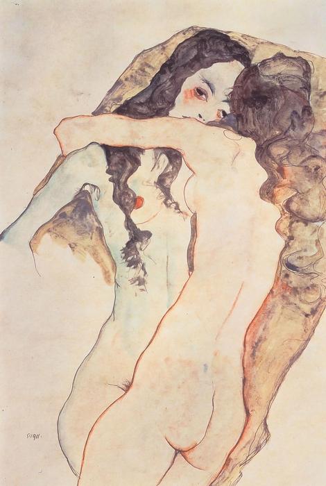 Ölelkező női pár, Egon Schiele