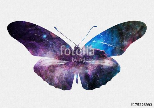 Watercolor Space Butterfly Art, Space Texture, Print Ready, Post, Premium Kollekció