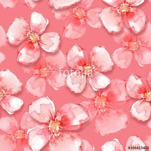 Floral seamless pattern. Watercolor background with red flowers, Premium Kollekció