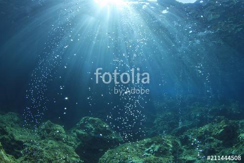 Underwater ocean background with air bubbles in water , Premium Kollekció