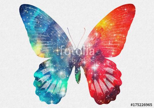 Watercolor Space Butterfly Art, Space Texture, Print Ready, Post, Premium Kollekció